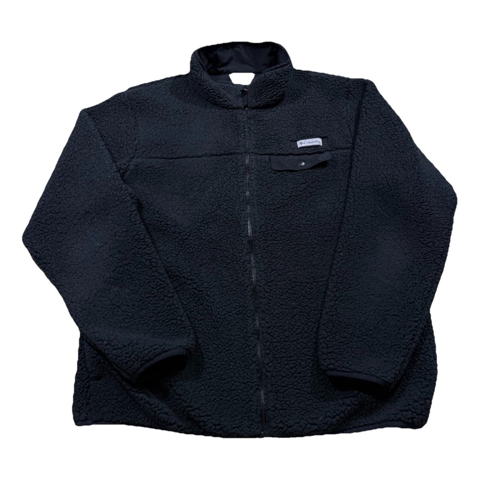 Columbia Fleece Sherpa Jacket Black L Winter Cozy Gorpcore Outdoor Streetwear L